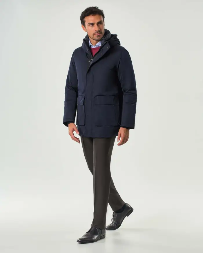 Rodolfo Pellizzari Parka Aspen Pellizzari blu in misto cotone imbottito in piuma