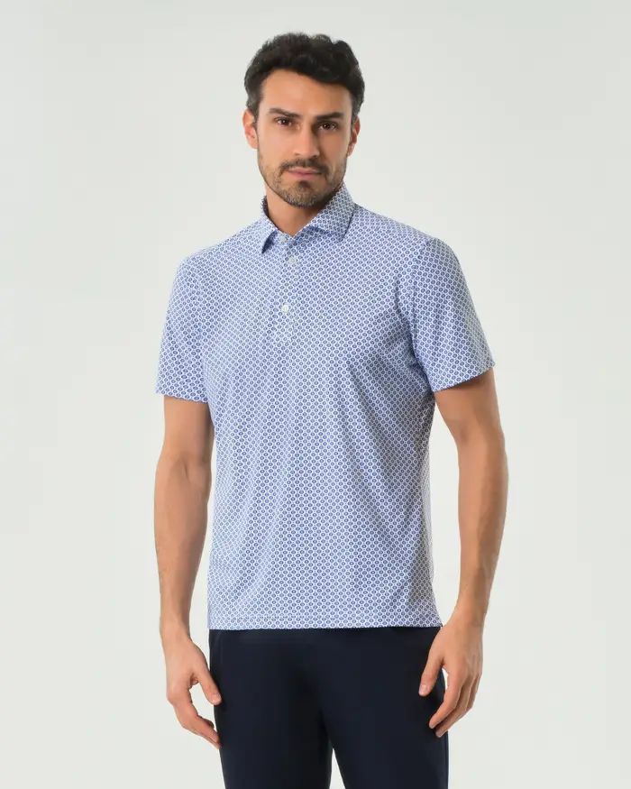 Rodolfo Pellizzari Polo Pellizzari azzurra in tessuto tecnico hyper comfort micro cerchietti