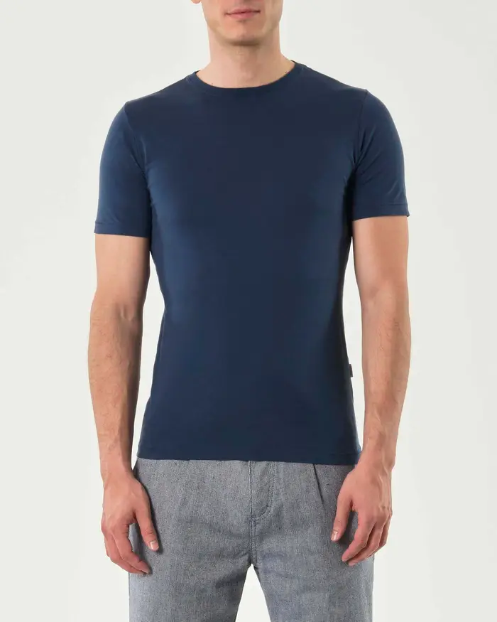 Rodolfo Pellizzari T-shirt mezza manica Pellizzari blu in pima cotton peruviano