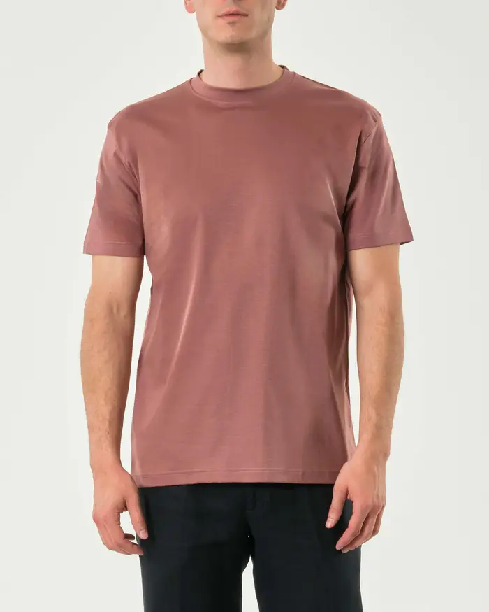 Rodolfo Pellizzari T-shirt mezza manica Pellizzari malva in cotone doppio ritorto