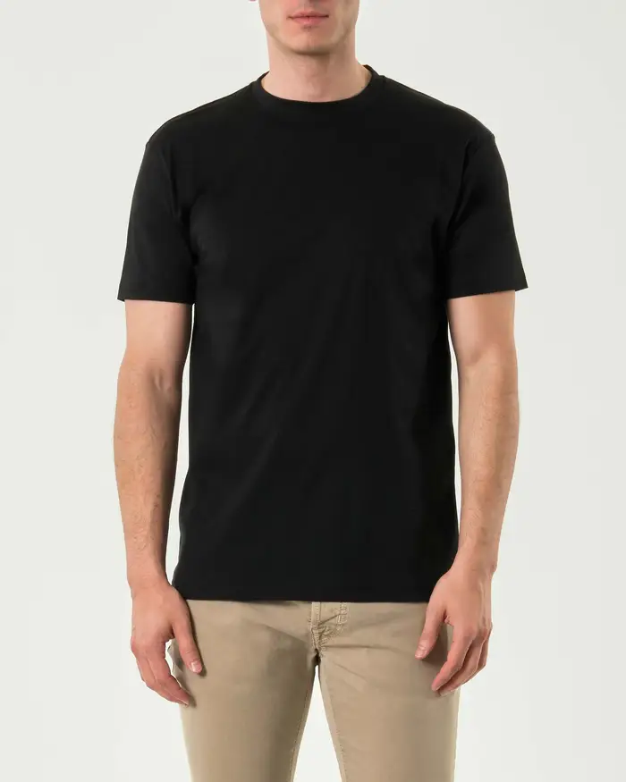 Rodolfo Pellizzari T-shirt mezza manica Pellizzari nera in cotone doppio ritorto