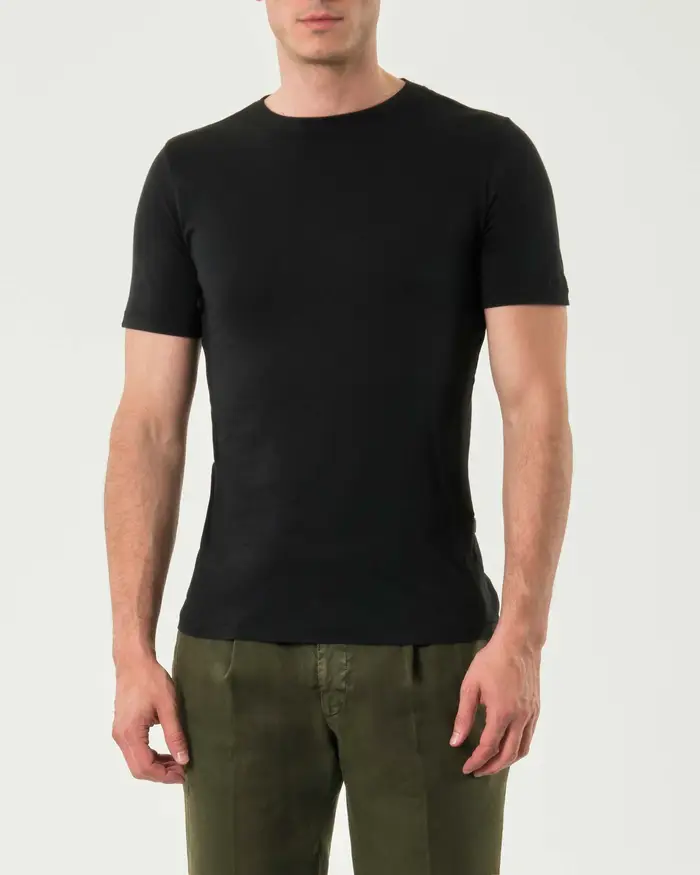 Rodolfo Pellizzari T-shirt mezza manica Pellizzari nera in pima cotton peruviano