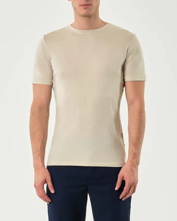 Rodolfo Pellizzari T-shirt mezza manica Pellizzari sabbia in pima cotton peruviano