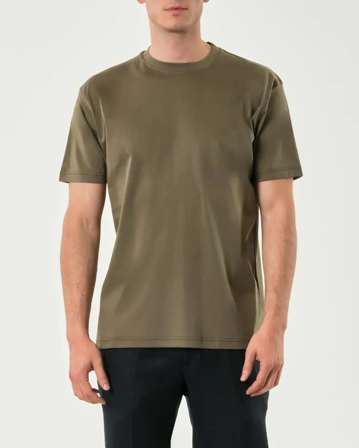 Rodolfo Pellizzari T-shirt mezza manica Pellizzari verde militare in cotone doppio ritorto