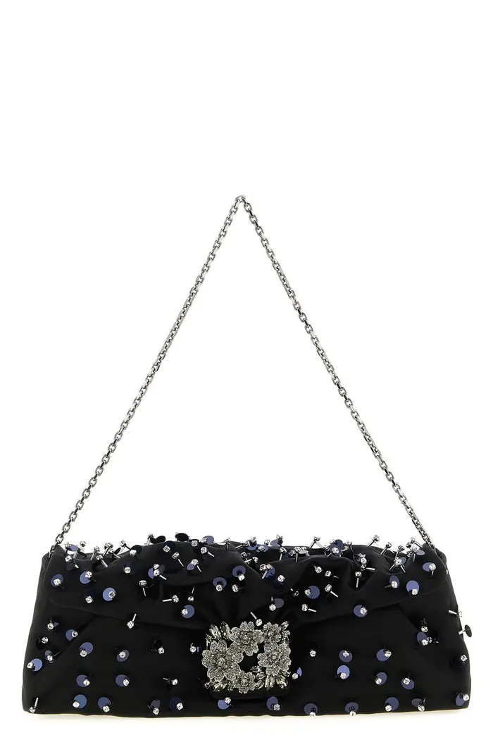 ROGER VIVIER Pochette Efflorescence Nero