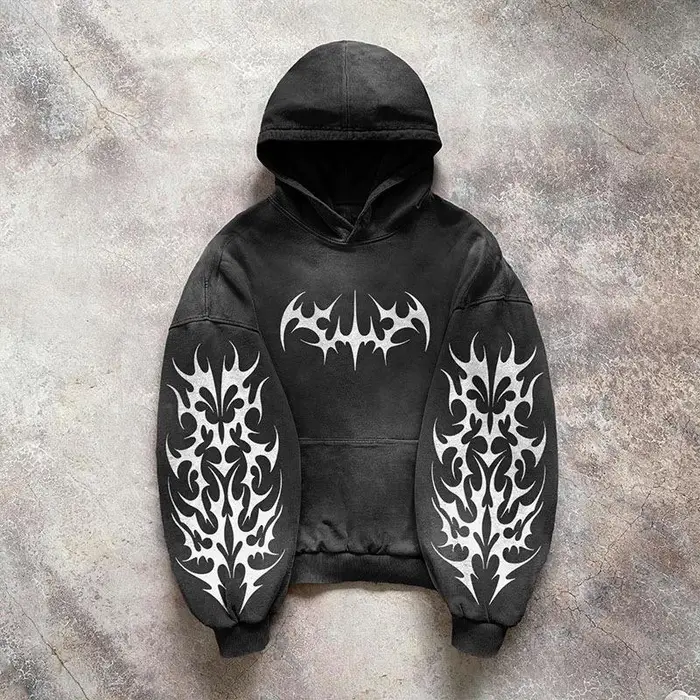 Felpa con cappuccio RogueWave Heavy Washed da uomo Y2k Abbigliamento gotico Retro Streetwear Motivo Pullover casual alla moda per uomini Harajuku XL