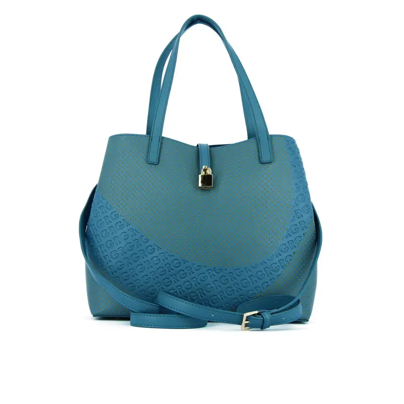 ROMEO GIGLI MILANO Shopper azzurra effetto traforato con tracolla removibile
