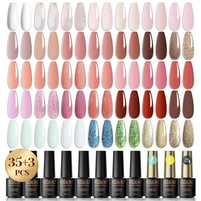 38 pezzi di smalto gel UV semipermanente set con base e top coat Soak Off smalto gel smalto per unghie design smalto gel per unghie