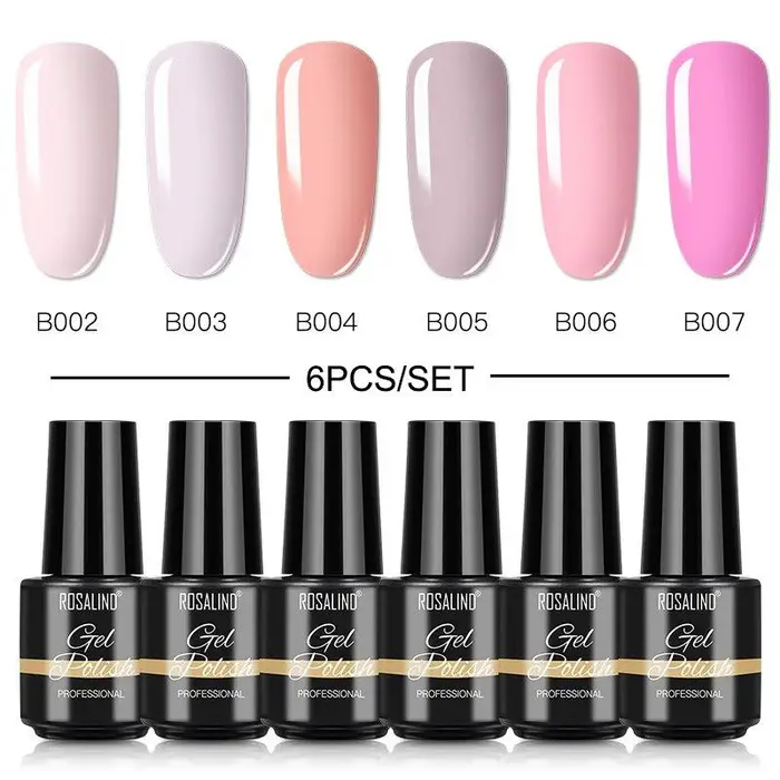 ROSALIND Beauty ROSALIND Set di smalti gel colorati per unghie in gel per manicure Nail Art con base top coat vernici ibride kit per unghie