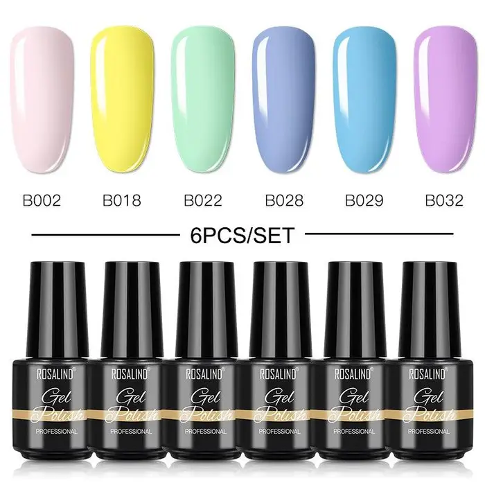 ROSALIND Beauty ROSALIND Set di smalti gel colorati per unghie in gel per manicure Nail Art con base top coat vernici ibride kit per unghie