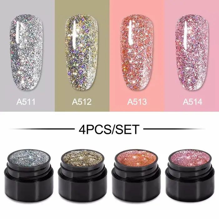 ROSALIND Beauty ROSALIND Vernici Hybrid Gel Set per unghie Tutto per manicure Kit di colori gel glitter semipermanenti brillanti Necessita