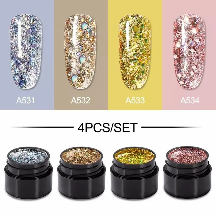ROSALIND Beauty ROSALIND Vernici Hybrid Gel Set per unghie Tutto per manicure Kit di colori gel glitter semipermanenti brillanti Necessita