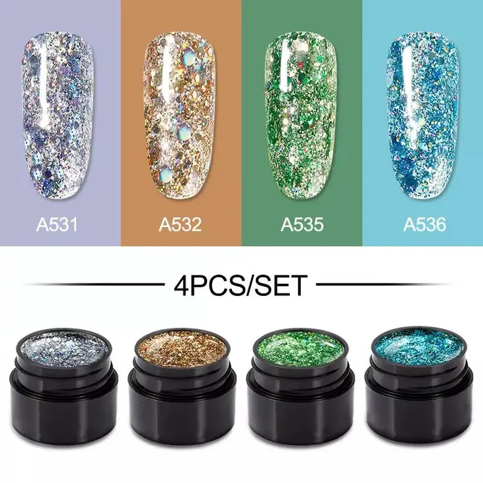 ROSALIND Beauty ROSALIND Vernici Hybrid Gel Set per unghie Tutto per manicure Kit di colori gel glitter semipermanenti brillanti Necessita