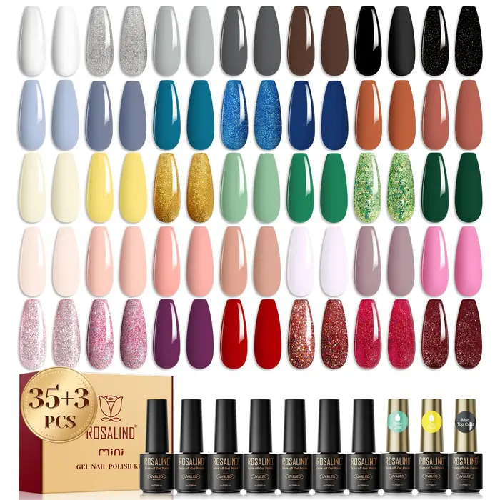 Gel per unghie Lotto Soak Off UV LED Semipermanente 38 pezzi Set di smalti per gel per unghie Lacca per unghie Design per unghie Smalto per gel ibrido