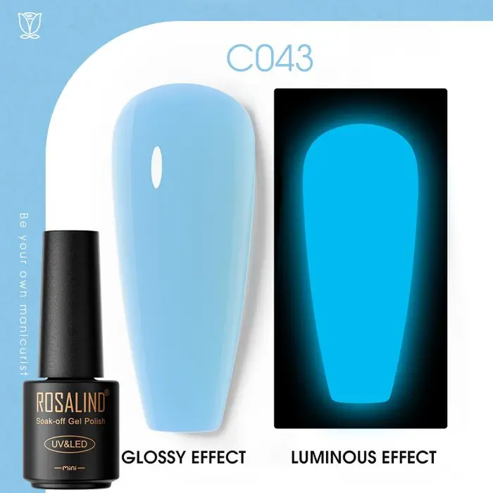 Smalto Gel Colorato per Unghie ROSALIND Lucido Ibrido Semipermanente Nail Art Opaco Top Base Coat Smalto Gel RA-C043