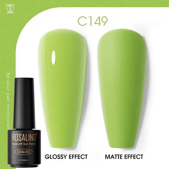 Smalto Gel Colorato per Unghie ROSALIND Lucido Ibrido Semipermanente Nail Art Opaco Top Base Coat Smalto Gel RA-C149