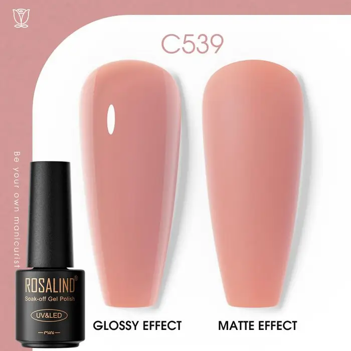 ROSALIND Smalto Gel Colorato per Unghie Lucido Ibrido Semipermanente Nail Art Opaco Top Base Coat Smalto Gel RA-C539