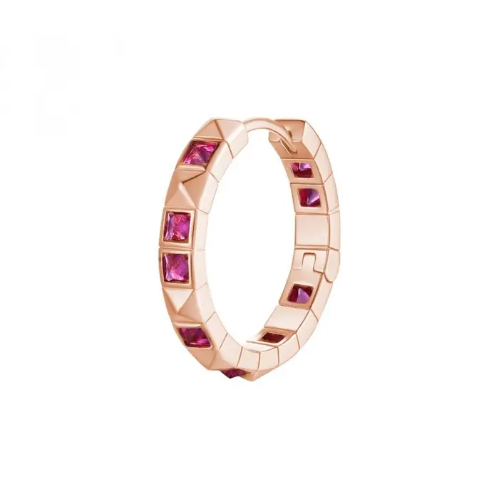 ROSATO Mono Orecchino Cerchietto In Argento E Oro Rosa Con Zirconi
