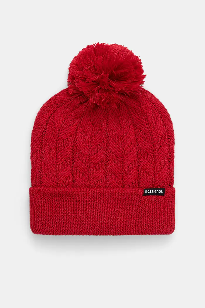 Rossignol cappello con pompon da donna con misto lana Rosso
