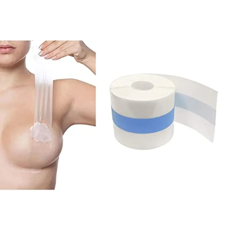 ROSVAY Nastro Adesivo per Reggiseno Nastro Seno Push Up Invisibile Boob Tape Sollevamento Impermeabile Traspirante per Coppa A-E, 5cm x 5M