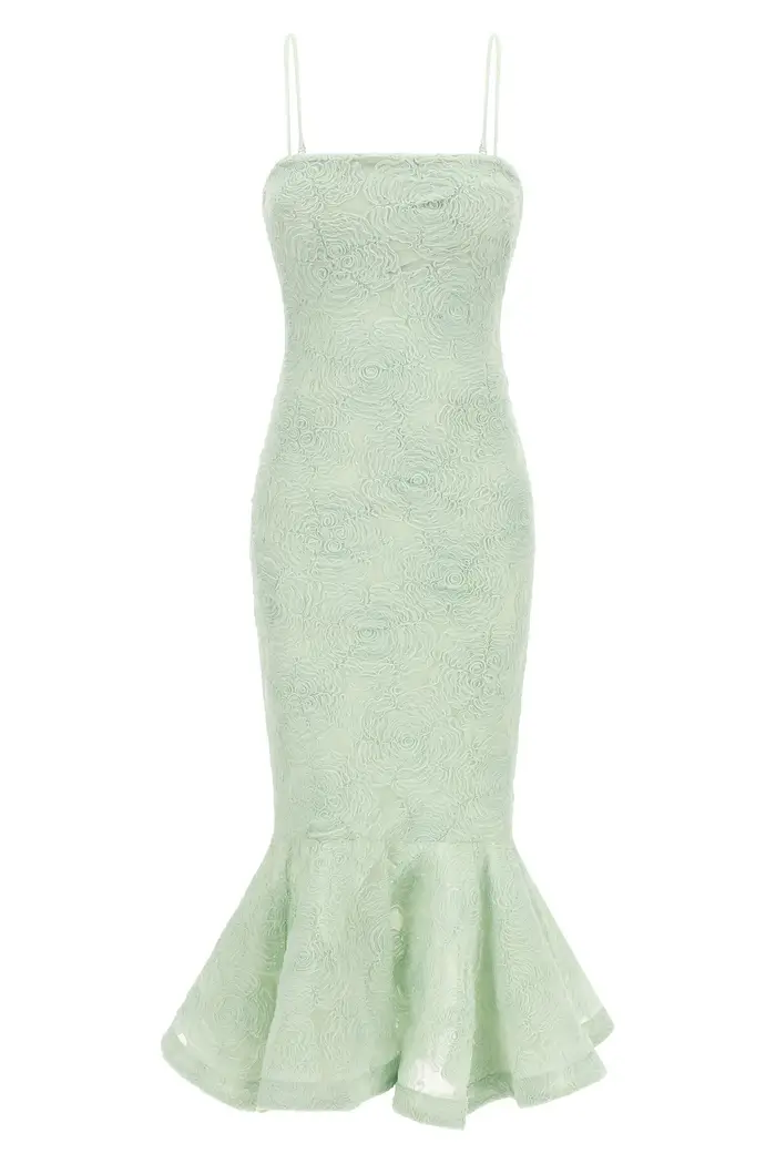 ROTATE BIRGER CHRISTENSEN Abito Flower Mesh Flounce Verde