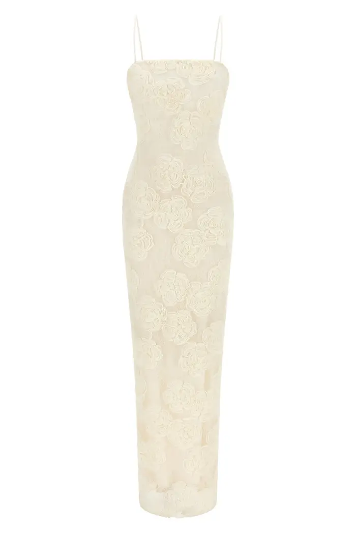ROTATE BIRGER CHRISTENSEN Abito Flower Mesh Tube Bianco