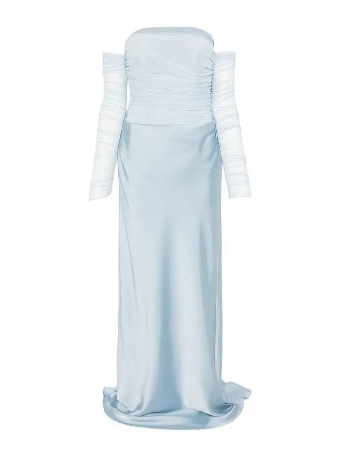 Rotate Birger Christensen Abito lungo azzurro con strascico Multicolore