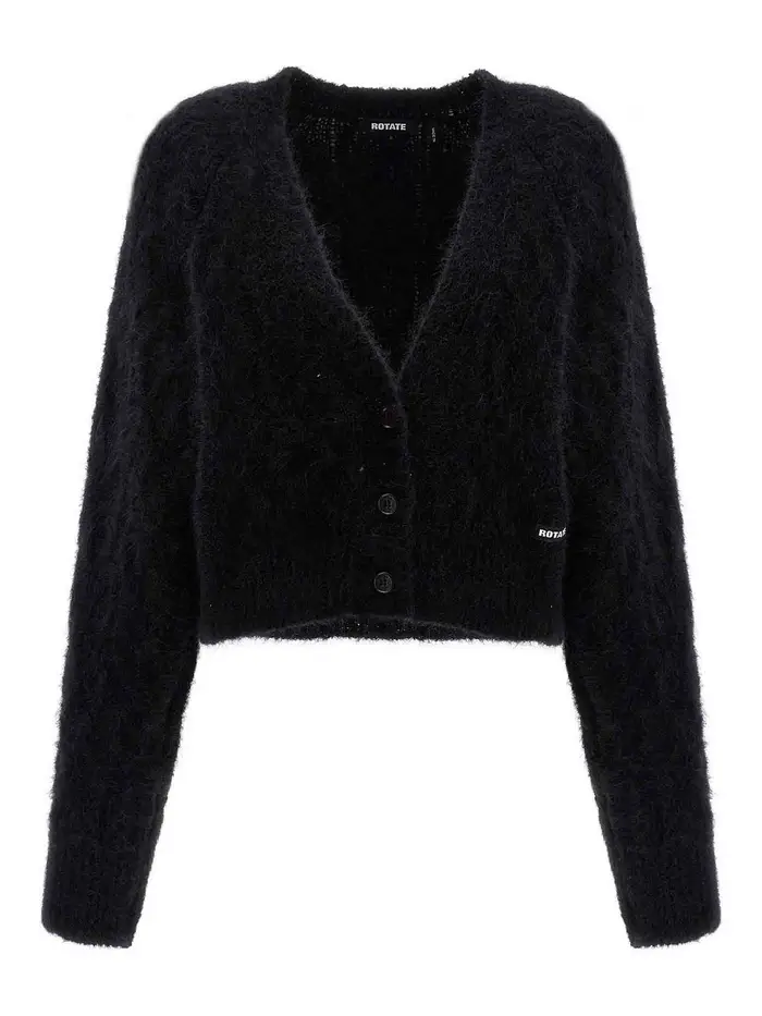Rotate Birger Christensen Cardigan in maglia soffice Nero