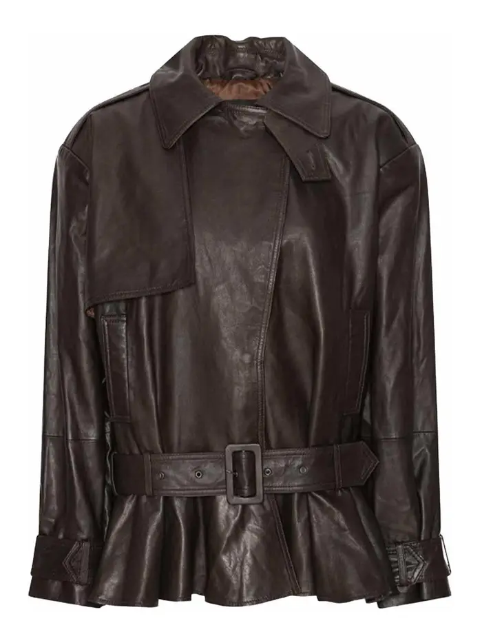 Rotate Birger Christensen Giacca da motociclista in pelle Beige