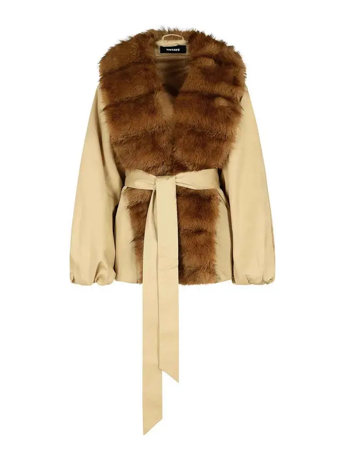 Rotate Birger Christensen Giacca di miscela di cotone donatella beige