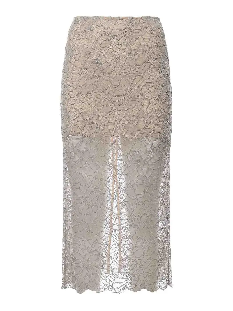 Rotate Birger Christensen Gonna a tubino in rete Grigio Chiaro