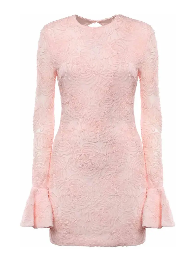 Rotate Birger Christensen Miniabito con volant in rete Rosa