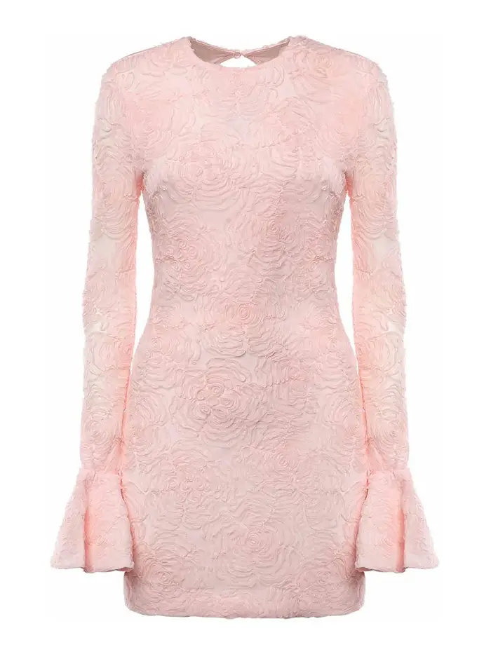 Rotate Birger Christensen Miniabito con volant in rete Rosa