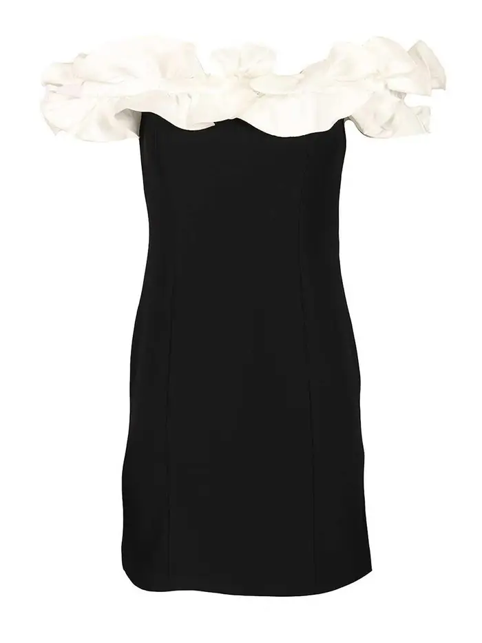 Rotate Birger Christensen MiniVestito con volant Nero