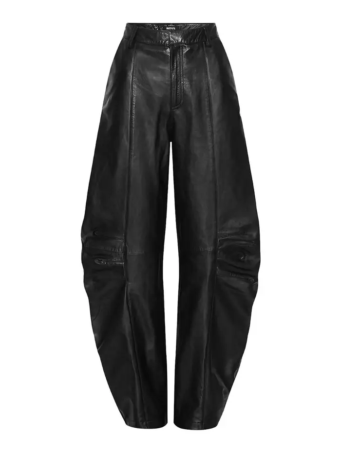 Rotate Birger Christensen Pantaloni cargo in pelle Nero