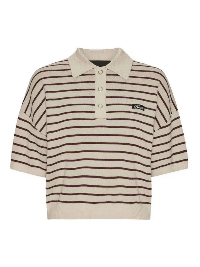 Rotate Birger Christensen Polo a righe con patch con logo Beige