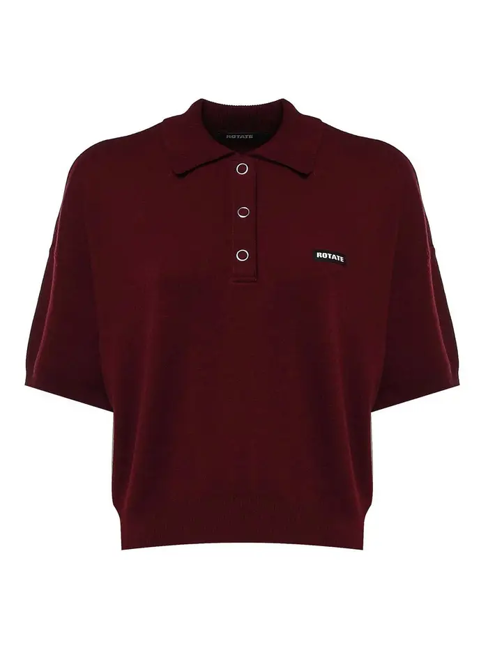 Rotate Birger Christensen Polo In Maglia Con Logo Rosso