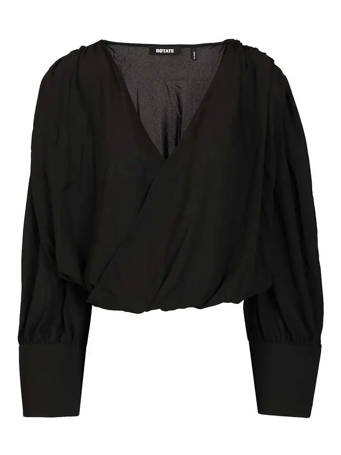 Rotate Birger Christensen Top a maniche lunghe con scollo a V Nero