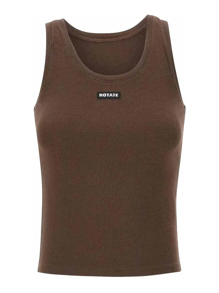 Rotate Birger Christensen Top Girocollo Marrone