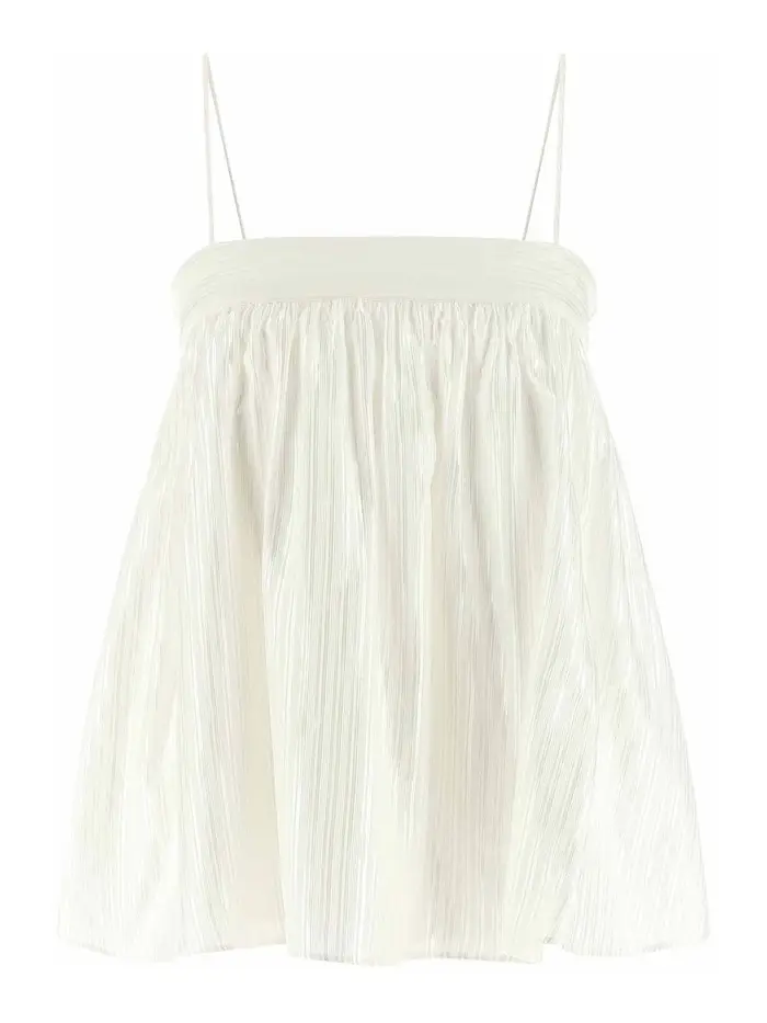 Rotate Birger Christensen Top in Viscosa a Righe Bianco