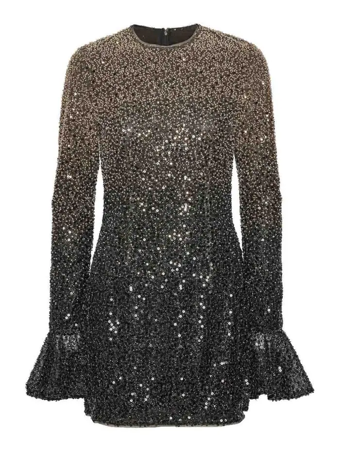 Rotate Birger Christensen Vestito Corto A Maniche Lunghe Nero