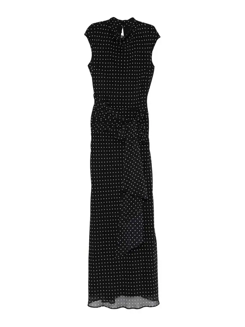 Rotate Birger Christensen Vestito Lungo A Pois Nero