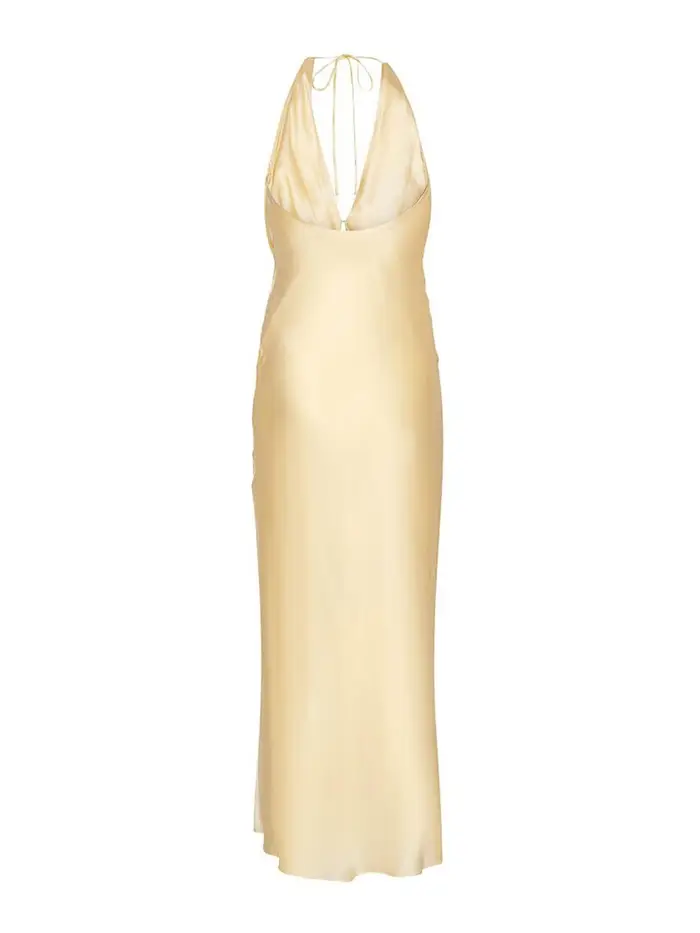 Rotate Birger Christensen Vestito Lungo In Chiffon Giallo