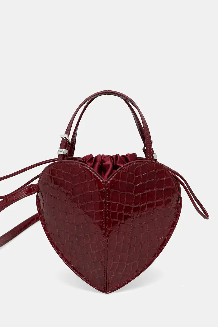 borsa a tracollo da donna in pelle Granata
