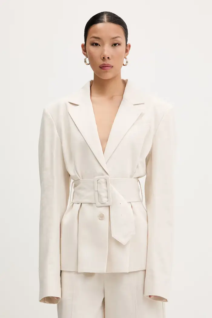 Rotate giacca monopetto da donna con lino Beige