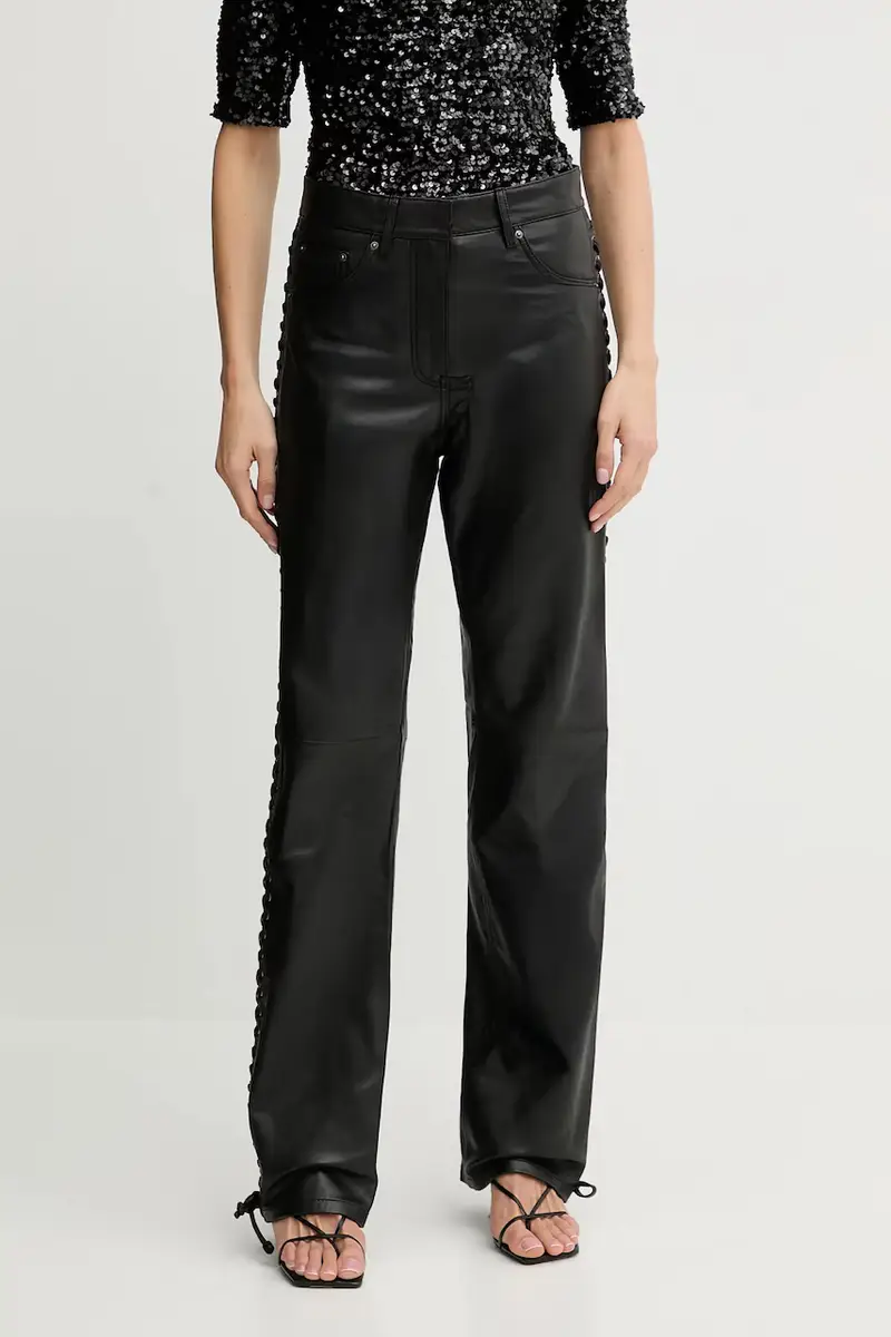 Rotate pantaloni in pelle donna colore nero 115133100