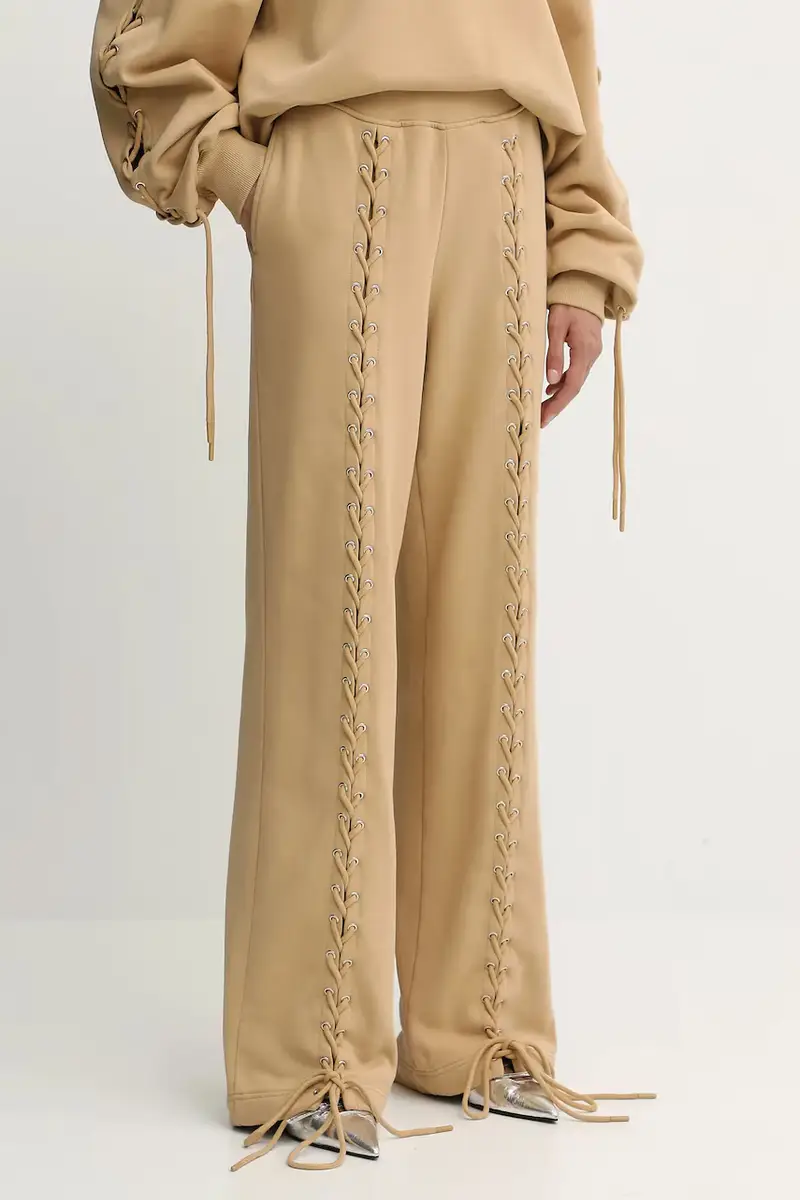 Rotate pantaloni tuta di cotone donna colore beige 114389654