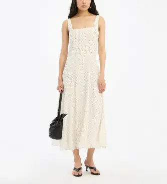 Rotate per donna 116021858 Abito midi svasato in chiffon beige, Casual, Polister riciclato, Sostenibile