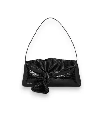 Rotate per donna 116713100 Borsa a foulard con nodo, pelle di coccodrillo nera (OSFA), Nero, Casual