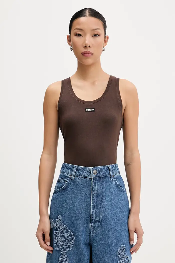 Rotate top da donna in cotone con elastan Marrone